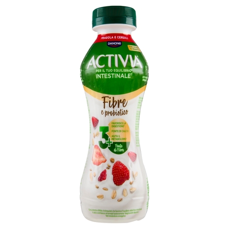 ACTIVIA da Bere, Fibre e probiotico, Fragola, Fonte di Calcio, aiuta metabolismo e digestione,270g